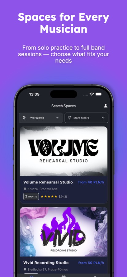 Band Space mobile screen 2