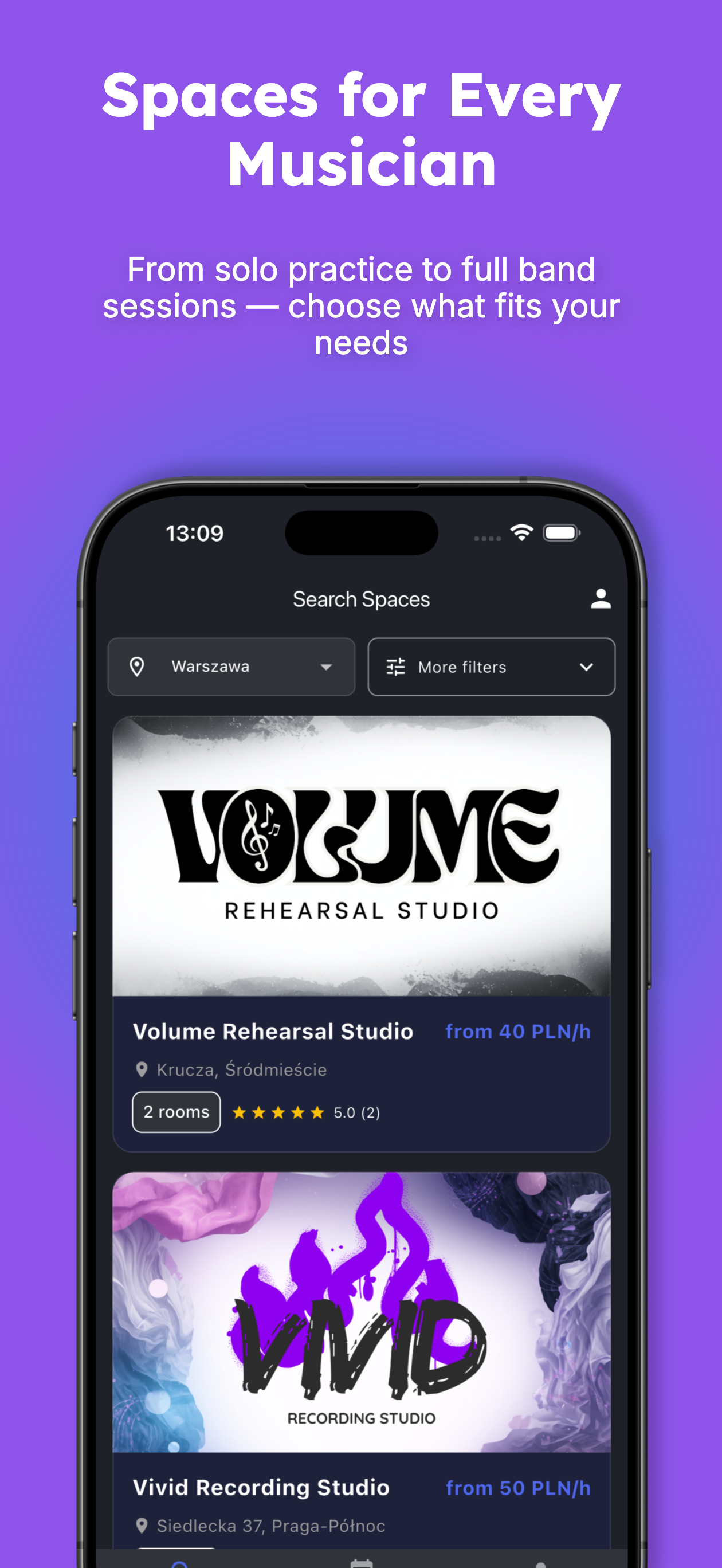 Band Space mobile screen 2